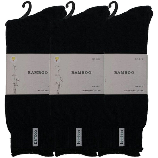 3 Pairs PREMIUM BAMBOO SOCKS Mens Heavy Duty Thick Work Socks BULK Cushion - Black - 11-14
