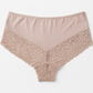 3x Womens Lace Boyshort Boyleg Full Briefs Underwear Undies in Beige - 16