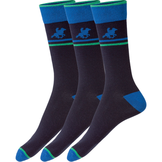 Livergy Mens Crew Socks - Navy/Green - 1 Pack of 3 - EU 39-42