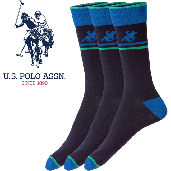 Livergy Mens Crew Socks - Navy/Green - 1 Pack of 3 - EU 39-42