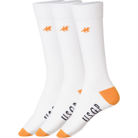 Livergy Mens Crew Socks - White/Orange- 1 Pack of 3 - EU 43-46