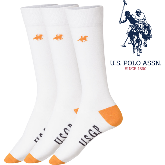 Livergy Mens Crew Socks - White/Orange- 1 Pack of 3 - EU 43-46