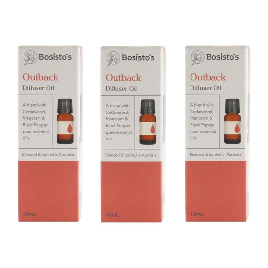 3x Bosistos Diffuser Oil Outback - Cederwood, Marjoram & Black Pepper 10mL