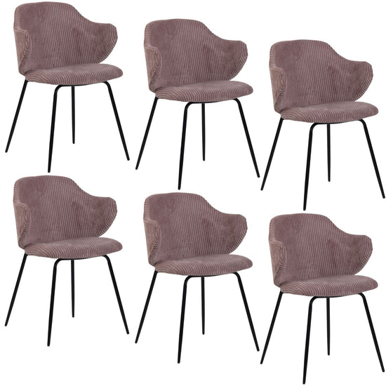 Set of 2 Dining Chairs with Corduroy Cord Fabric in Pink