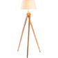 Large Tripod Floor Lamp Linen Shade Modern Bamboo Wooden Retro Twist Light