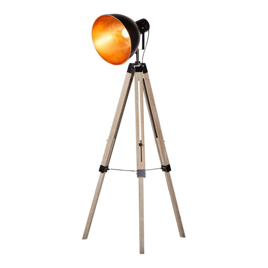 Havana Retro Large Tripod Floor Lamp Industrial Modern Adjustable Wood Frame Light