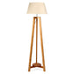 155cm Large Bamboo Wooden Tripod Floor Lamp w Beige Linen Light Shade