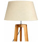 155cm Large Bamboo Wooden Tripod Floor Lamp w Beige Linen Light Shade