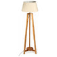 155cm Large Bamboo Wooden Tripod Floor Lamp w Beige Linen Light Shade