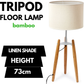 73cm Bamboo Tripod Table Lamp Light Modern Vintage w Beige Linen Shade