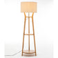 168cm Large Bamboo Wooden Tripod Floor Lamp Light Modern Linen Shade w Shelves