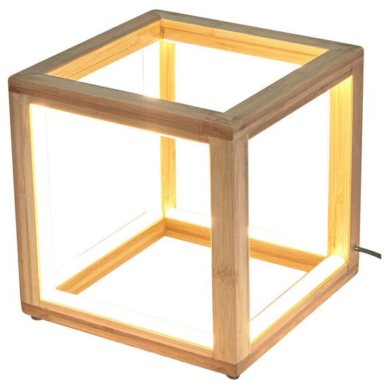 Bamboo Cube LED Lamp Modern Light Minimalistic Scandi - Natural