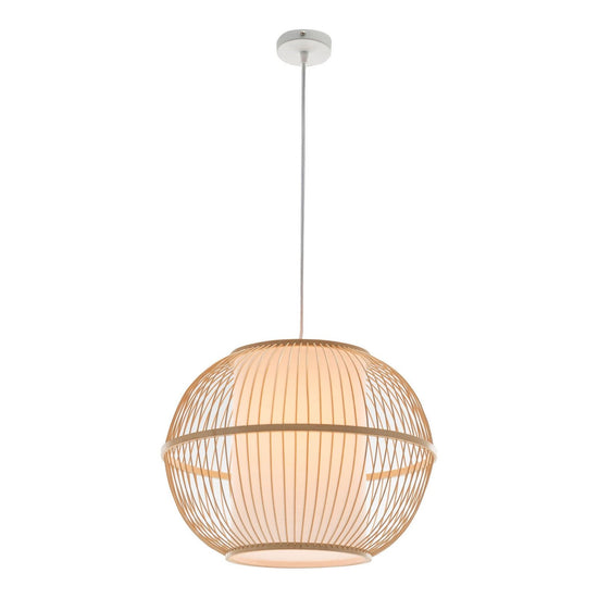 Natural Woven Bamboo Sphere Pendant Lamp Hanging Light Bell Shade Boho Tropical