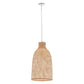 Natural Woven Bamboo Cone Pendant Lamp Hanging Light Bell Shade Boho Tropical