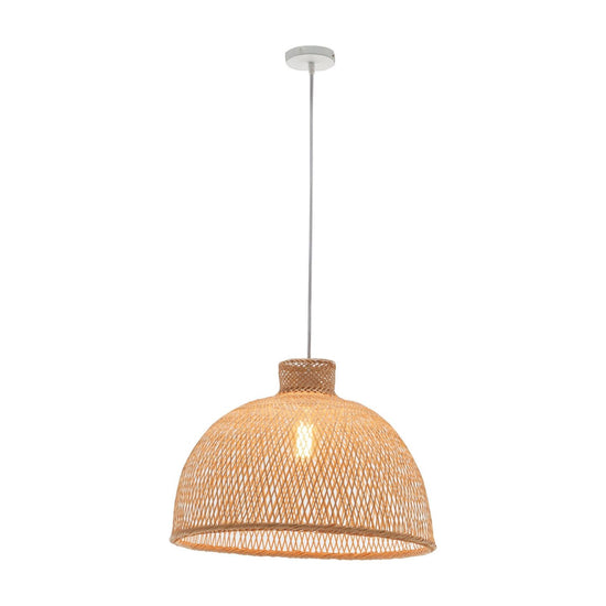 Natural Hand Woven Bamboo Dome Pendant Lamp Hanging Light Rattan Style