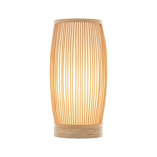 Natural Woven Bamboo Cylinder Table Lamp Light Shade Boho Tropical Coastal