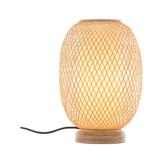 Natural Woven Bamboo Oval Table Lamp Light Shade Boho Tropical Coastal