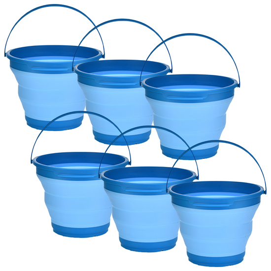 6x 7L Foldable Collapsible Silicone Bucket for Home/Hiking/Camping/Fishing -Blue