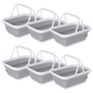 6x 9L Collapsible Laundry Folding Basket Wash Clothes w Handles Bin - Grey/White