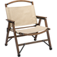 Bamboo Canvas Foldable Outdoor Camping Chair Wooden Travel Picnic Park - Khaki/Beige