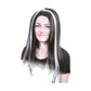 Womens VAMPIRE WIG Long Straight Wig Costume Party Hair Accessory Halloween - Black/White