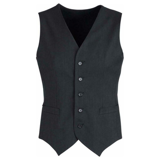 Mens Peaked Vest Waistcoat w/ Knitted Back Suit Formal Wedding Dress Up - Charcoal - 102