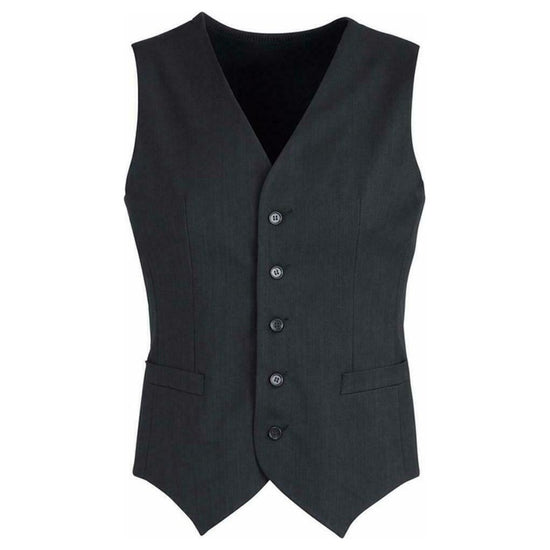 Mens Peaked Vest Waistcoat w/ Knitted Back Suit Formal Wedding Dress Up - Charcoal - 112