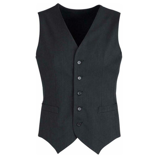 Mens Peaked Vest Waistcoat w/ Knitted Back Suit Formal Wedding Dress Up - Charcoal - 87