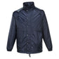 HUSKI STRATUS RAIN JACKET Waterproof Workwear Concealed Hood Windproof Packable - Navy Blue - M