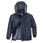 HUSKI STRATUS RAIN JACKET Waterproof Workwear Concealed Hood Windproof Packable - Navy Blue - S