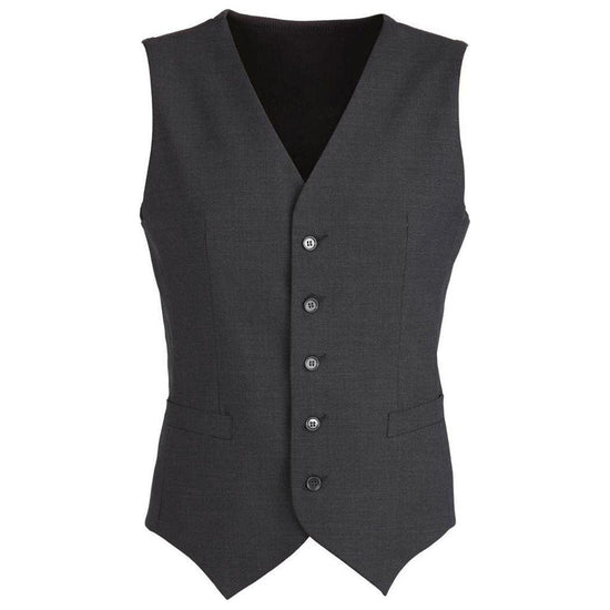 Mens Wool Blend Vest w/ Knitted Back Waistcoat Sleeveless Wool Blend - Charcoal - 102