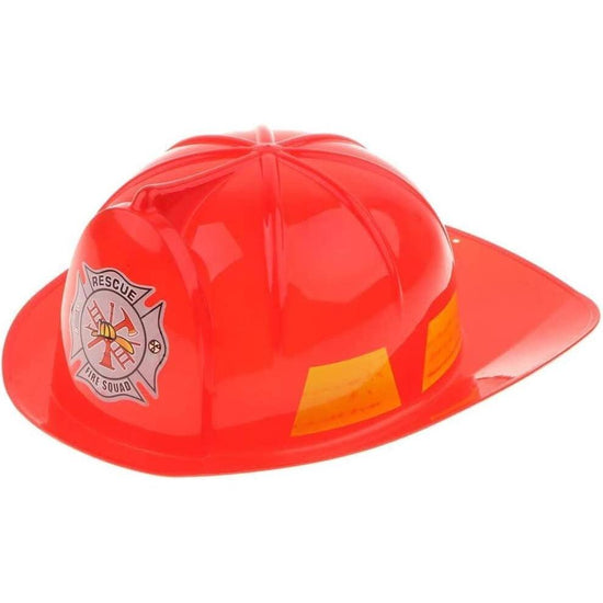 KIDS FIREMAN HAT Firemans Helmet Costume Dress Up Party Red Plastic Halloween Cap