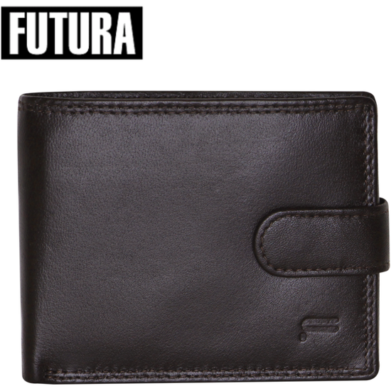 Futura Mens RFID Leather Coin Fold Over Wallet - Brown