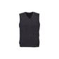 Mens Wool Blend V Neck Vest Sleeveless Double Knit  - Charcoal - X-Small