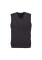 Mens Wool Blend V Neck Vest Sleeveless Double Knit  - Charcoal - X-Small