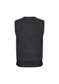 Mens Wool Blend V Neck Vest Sleeveless Double Knit  - Charcoal - X-Small