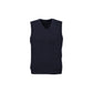 Mens Wool Blend V Neck Vest Sleeveless Double Knit  - Navy - X-Small