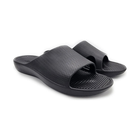 Archline Rebound Orthotic Slides Flip Flop Thongs Slip On Arch Support - Black - Euro 36