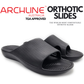 Archline Rebound Orthotic Slides Flip Flop Thongs Slip On Arch Support - Black - Euro 39