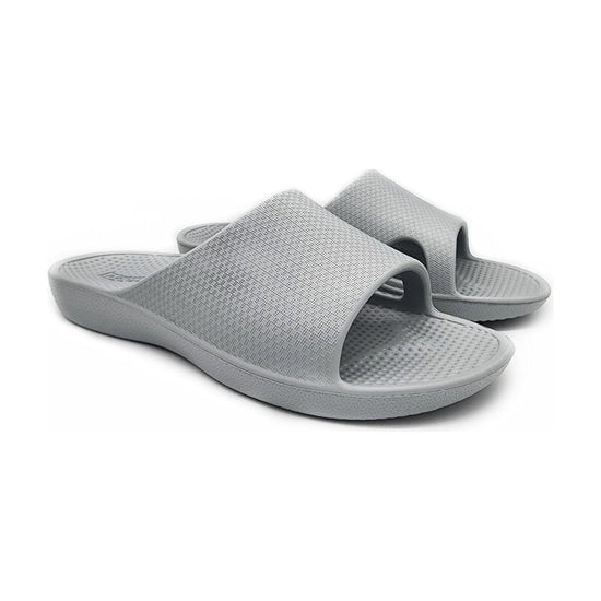 Archline Rebound Orthotic Slides Flip Flop Thongs Slip On Arch Support - Stone Grey - Euro 36