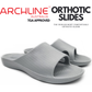 Archline Rebound Orthotic Slides Flip Flop Thongs Slip On Arch Support - Stone Grey - Euro 36