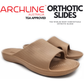 Archline Rebound Orthotic Slides Flip Flop Thongs Slip On Arch Support - Putty - Euro 36