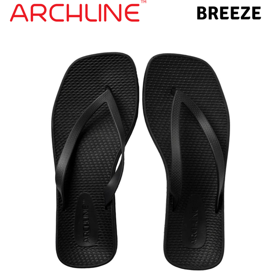 ARCHLINE Breeze Arch Support Orthotic Thongs Flip Flops Arch Support - Black - 35 EUR (Womens 4US)