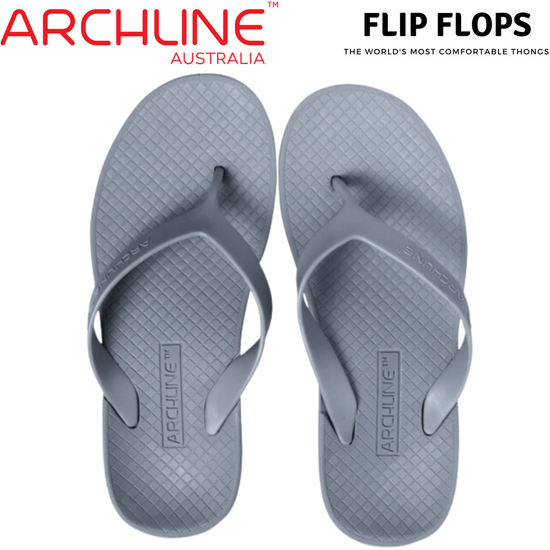 ARCHLINE Orthotic Flip Flops Thongs Arch Support Shoes Footwear - Grey - EUR 36