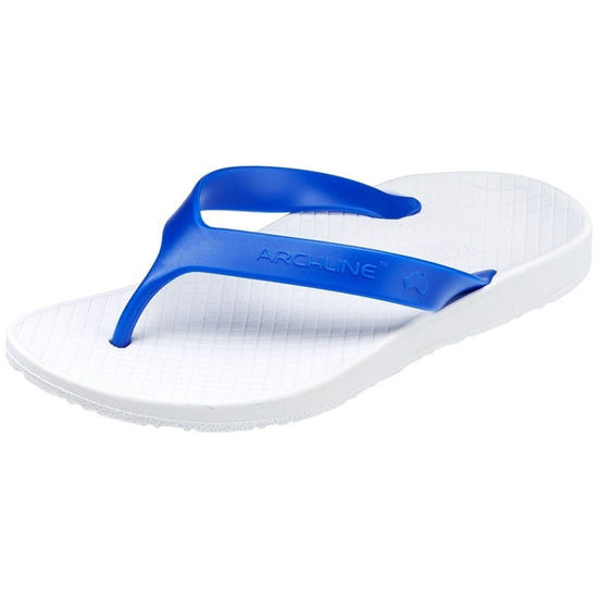 ARCHLINE Orthotic Thongs Arch Support Shoes Footwear Flip Flops Orthopedic - White/Blue - EUR 35