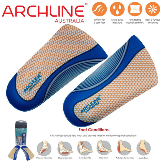 ARCHLINE 3/4 Slim Orthotics Plantar Fasciitis Insoles Balance Support Relief - EUR 36