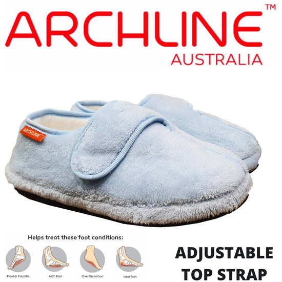 ARCHLINE Orthotic Plus Slippers Closed Scuffs Pain Relief Moccasins - Baby Blue - EU 35