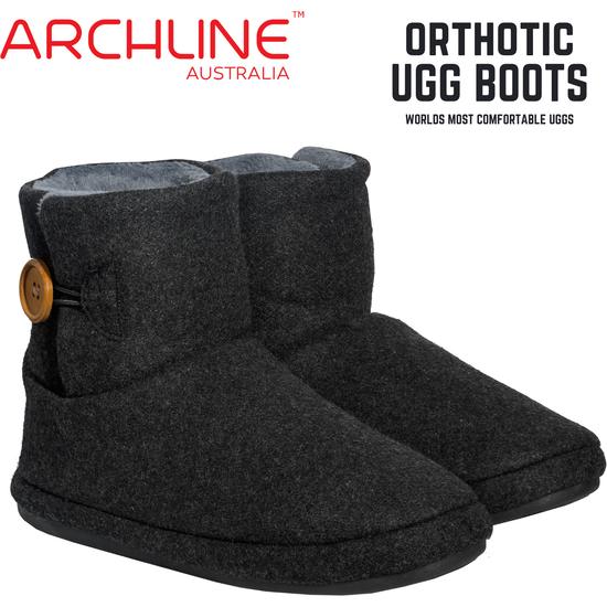 Archline Orthotic UGG Boots Slippers Arch Support Warm Orthopedic Shoes - Charcoal - EUR 43 (Women&