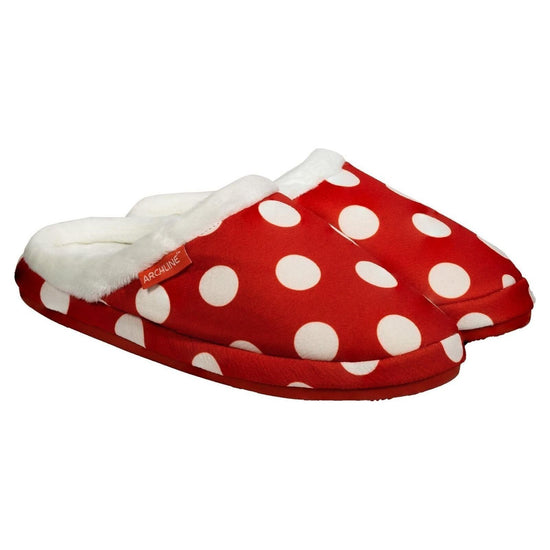 ARCHLINE Orthotic Slippers Slip On Scuffs Pain Relief Moccasins - Red Polka Dot - EUR 43 (Womens US 12)