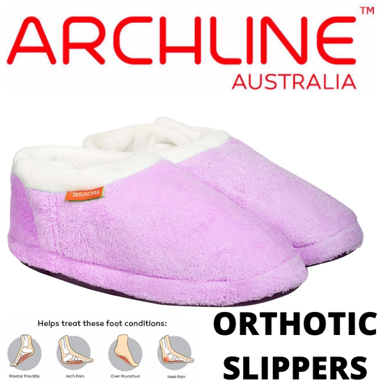 ARCHLINE Orthotic Slippers CLOSED Arch Scuffs Pain Relief Moccasins - Lilac - EU 42